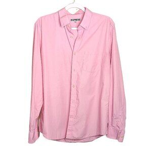 Express Dress Shirt Mens Medium Pink Fitted 100% Cotton Long Sleeve Button Down